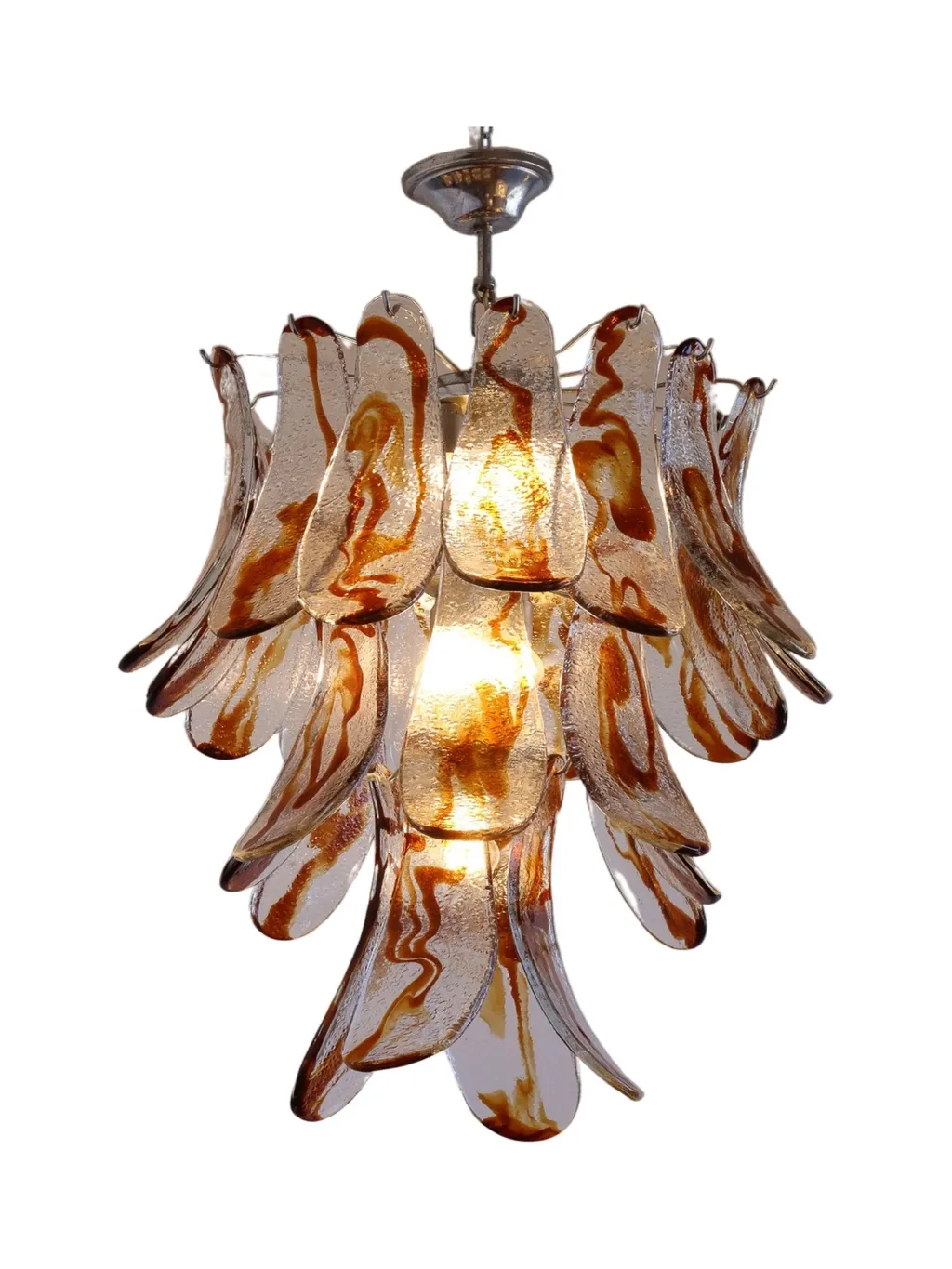 Amber Murano Glass Pendant Light by AV Mazzega, 1970s