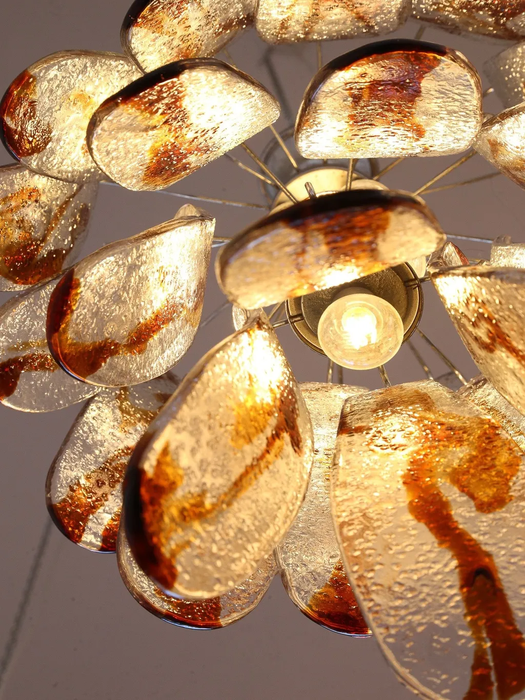Amber Murano Glass Pendant Light by AV Mazzega, 1970s — view 6
