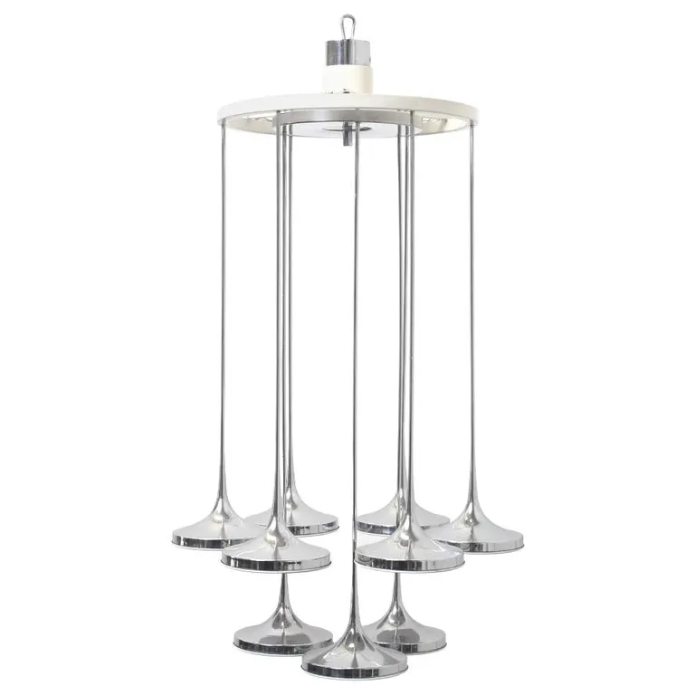 Italian Chrome Trumpet Chandelier by Angelo Brotto for Esperia