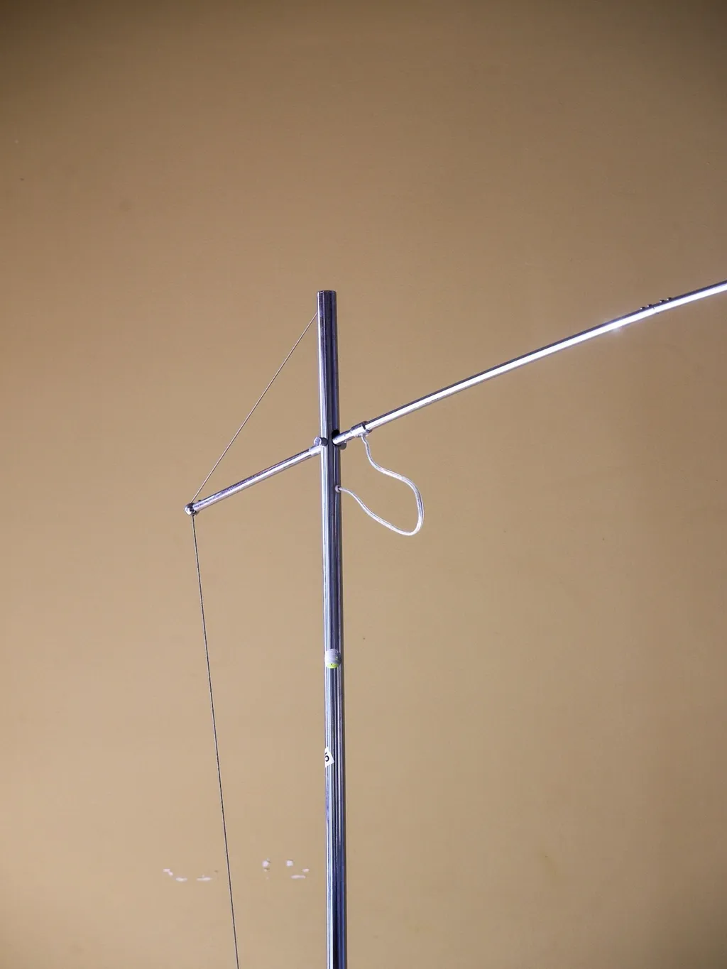 Italian Mid-Century Chrome Arc Floor Lamp with Suspended Shade — view 6