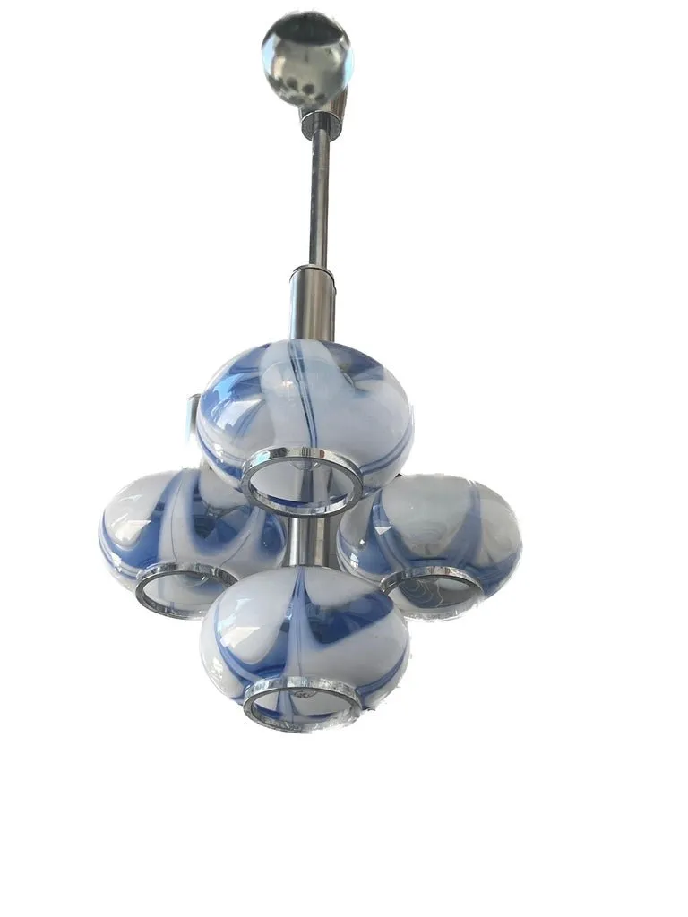 Italian Glass and Chrome Pendant Light by Gaetano Sciolari
