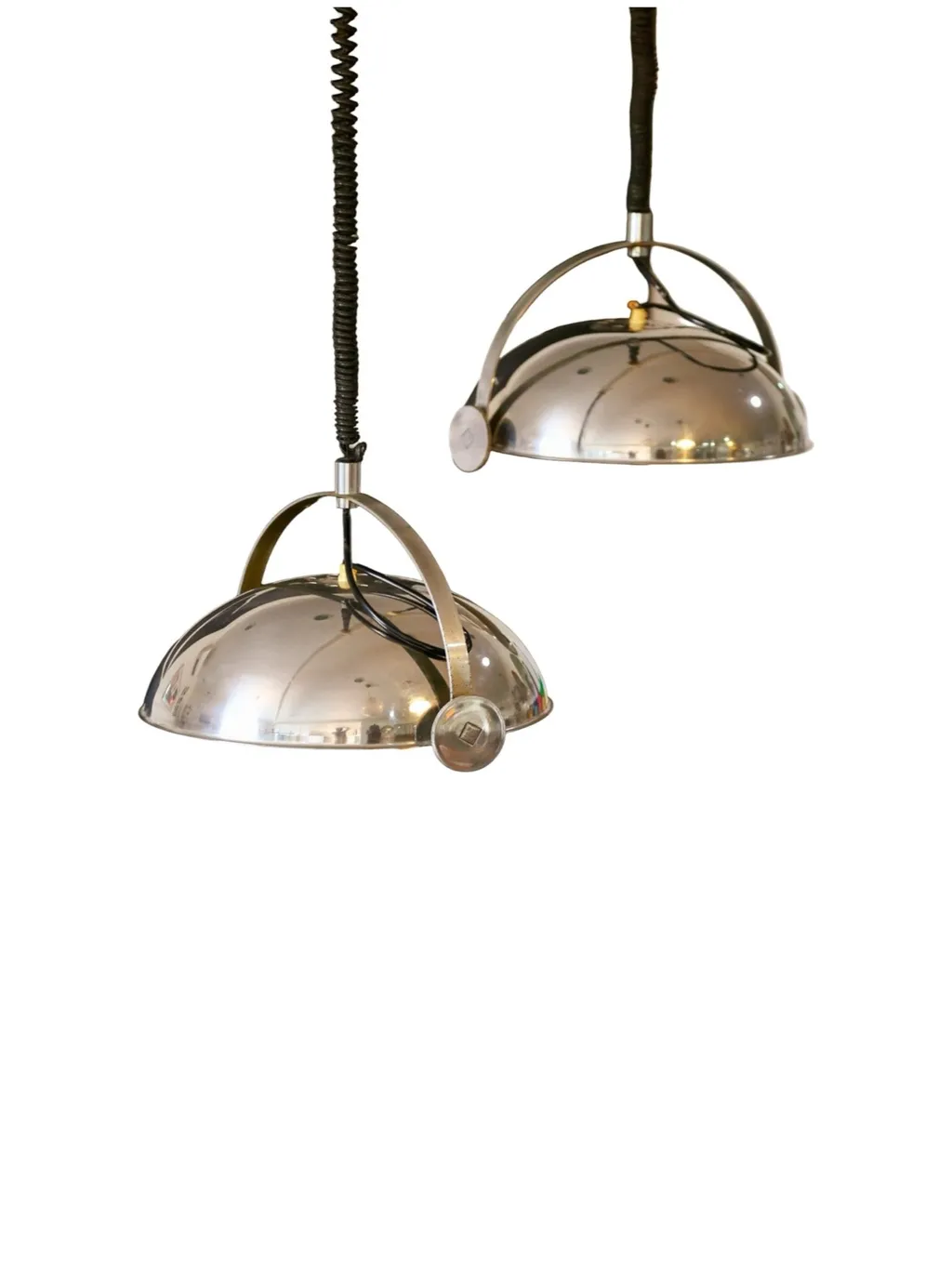 Midcentury chrome pendants lights by Goffredo Reggiani for Reggiani Srl, 1960s