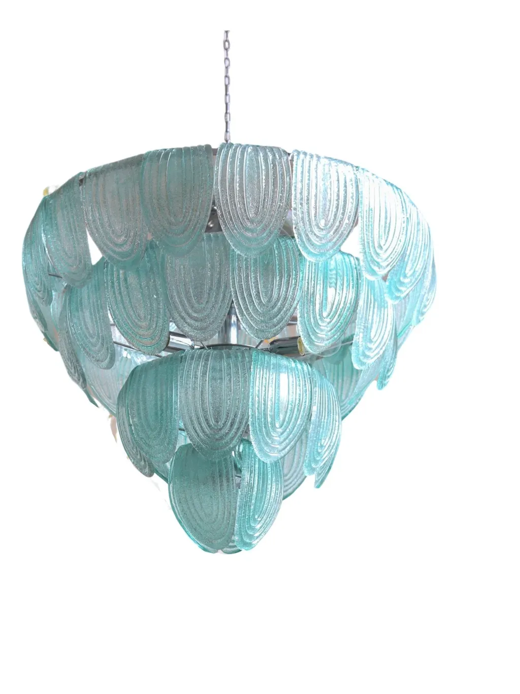 Murano Green Glass Chandelier with Metal Frame, Contemporary