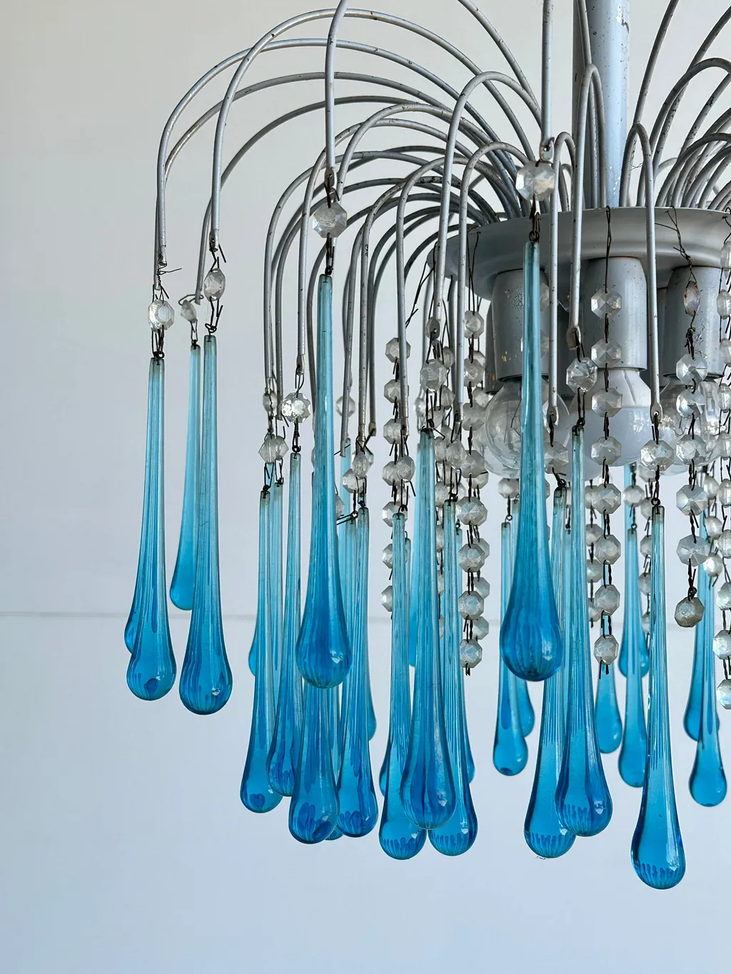 Italian Murano Blue Glass Drop Chandelier by Paolo Venini — view 4